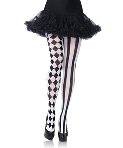 Panty met Harlekijn print - zwart/wit