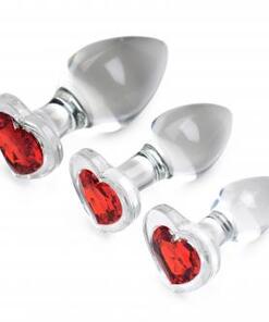 Red Heart Gem Anaalplug Set Van Glas