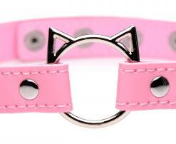 Kinky Kitty Ring Slim Choker - Roze