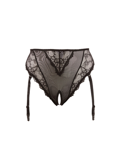 Jarretel Slip Open Kruis - Zwart