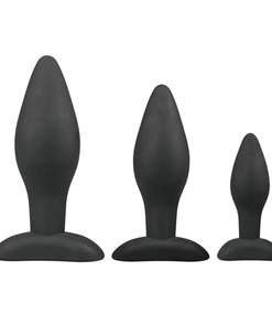 Siliconen buttplugsetje - zwart