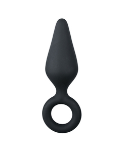 Zwarte buttplug met trekring - small
